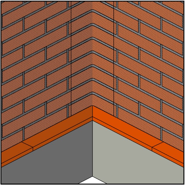 Устройство внутренних углов при помощи угловых
                        элементов klinker